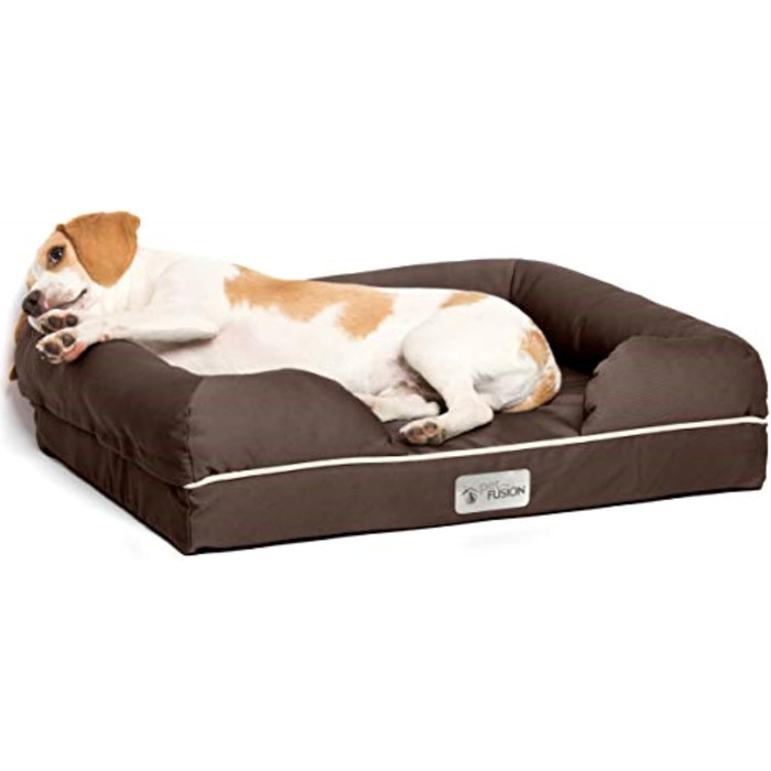 Крісло-лежанка для собак PetFusion, шоколадний колір, Memory Foam, розмір L (54x34x16 см)