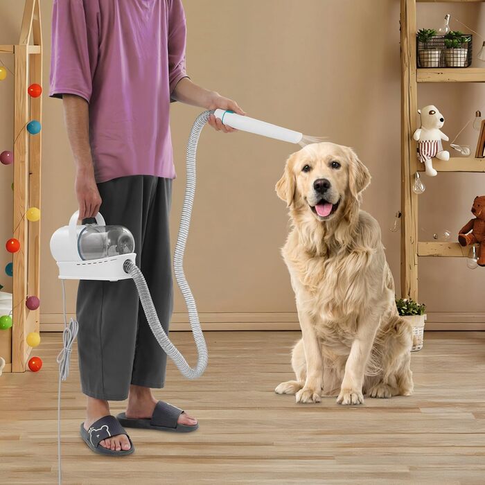 Професійний триммер для собак та котів 7-в-1 з пилососом, 400W, 13000Pa, 6 насадок, ножиці та точилка для кігтів