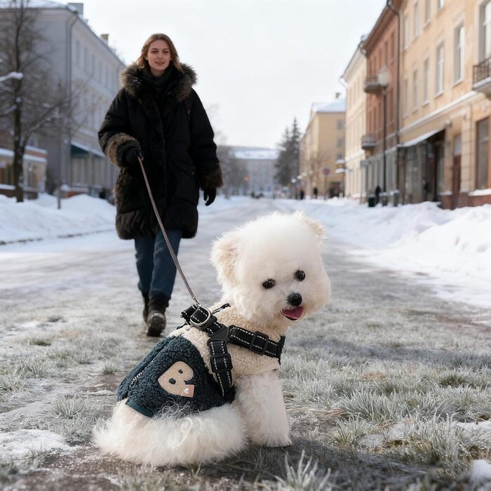 Зимовий теплий одяг для собак, з флісовою підкладкою, костюм для домашніх тварин з отвором для шлейки, для цуценят та середніх собак, для прогулянок, хатнього спорту, осені, зелений та білий