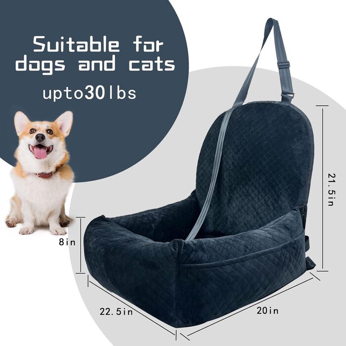 Автокрісло для собак: безпечне та зручне автосидіння для собак, підходить для малих та середніх порід, легко розбирається (чорний, Medium)