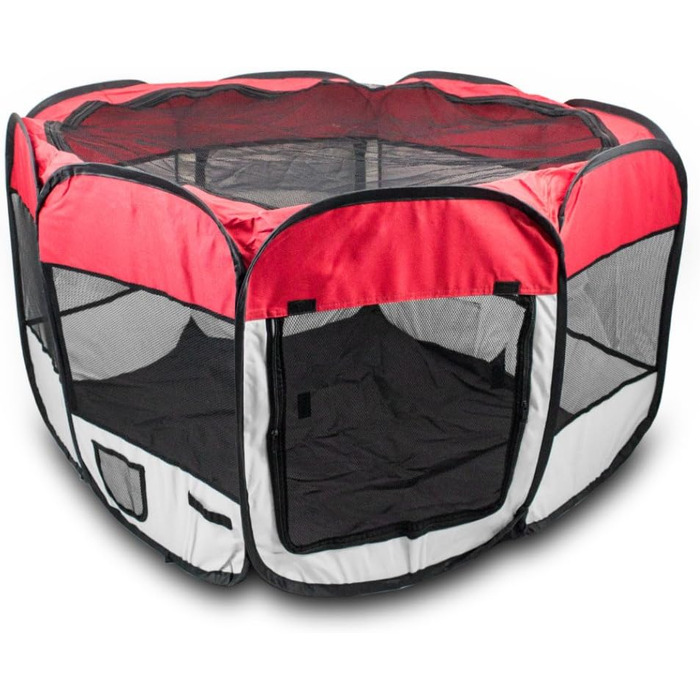 BITUXX® Вольєр для цуценят, вольєр для тварин, переносний вольєр-клітка, кутовий, складаний (зелений, червоний)