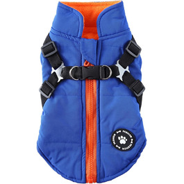 Теплий зимовий одяг для собак: куртка-жилет з шлейкою, блакитна, розмір S