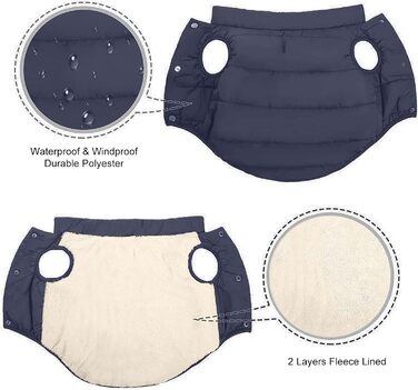 PETCUTE Зимовий теплий куртка для собак, водонепроникний, з отвором для шлейки, для малих, середніх та великих собак, Navy Blue