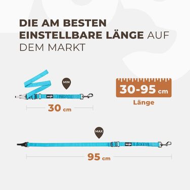 Автогурт для собак Wuglo 30-95см - для безпеки в авто, універсальний, блакитний