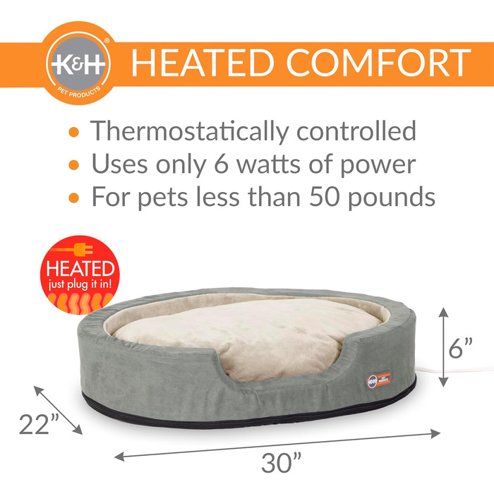 Обігріте ліжко для тварин K&H Thermo-Snuggly Sleeper, велике, 78,9x61x12,7 см, шавлія/світло-коричневе