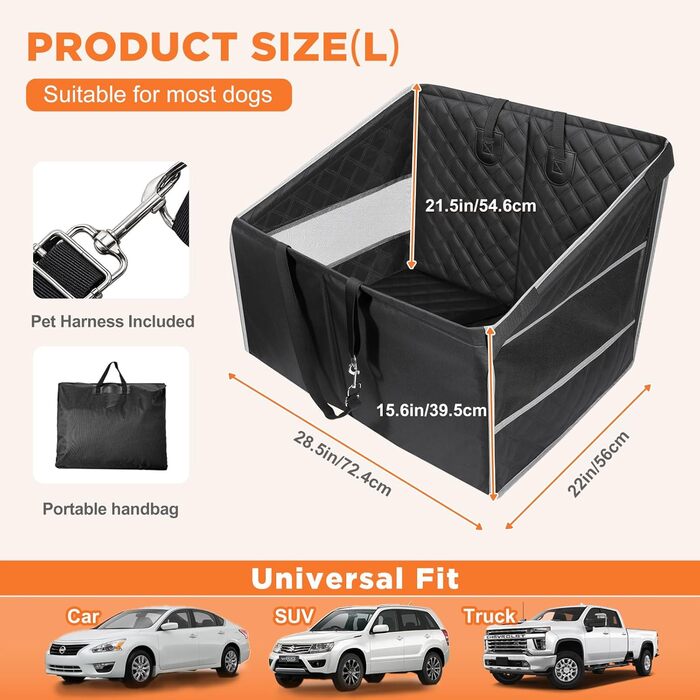 Крісло для собак Gimars - міцне, водонепроникне, для великих та середніх собак, з ременями безпеки та сітчастими вікнами