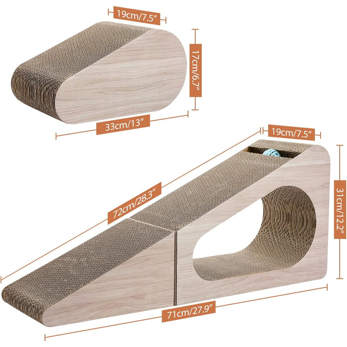 PAWZ Road Когтеточка для великих котів 31×19×71 см, картонна, ігровий комплекс для заточування кігтів та сну