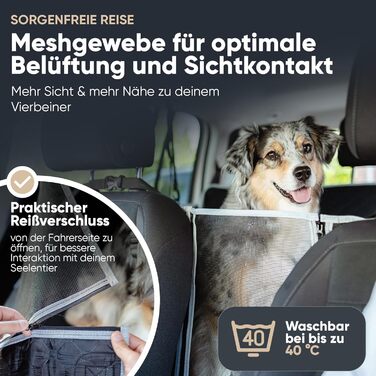 SEELENTIER® захисна підстилка для собак в авто: водонепроникна, антикіготна, 130x63 см, з ISOFIX, 2 повідки