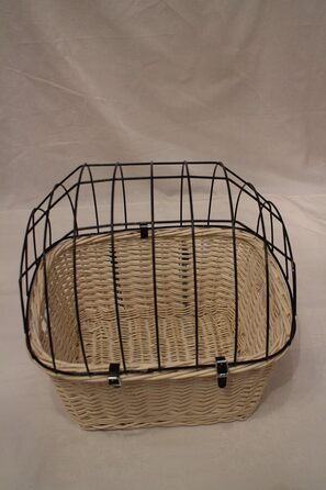 Кошик для собаки на кермо велосипеда з ротангу з металевою сіткою та подушкою (білий)