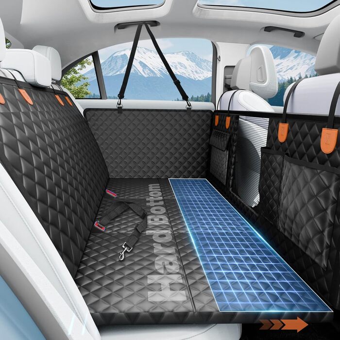 Накладка на сидіння автомобіля для собак, 2025, водонепроникна, неслизька, з жорсткою основою. Підходить для собак вагою до 180 кг (400 фунтів). Оранжево-чорна, товста, жорстка підошва. Ідеально для подорожей з тваринами в автомобілі/SUV.