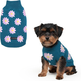 Теплий зимовий пуловер для собак Spark Paws з ультрам'якого матеріалу – для маленьких, середніх та великих собак, французьких бульдогів, пітбулів (квітковий, M)