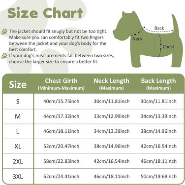 Зимовий одяг для собак: теплий, водонепроникний зимовий одяг з дзвоником, світловідбиваючі смуги, LED-ошийник, для маленьких та середніх собак (зелений, XL)