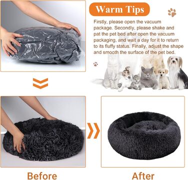 Крісло-гніздо для собак та котів, 80 см, антистрес, м'яке, знімний чохол, темно-сірий, Ø 80 см (XL)