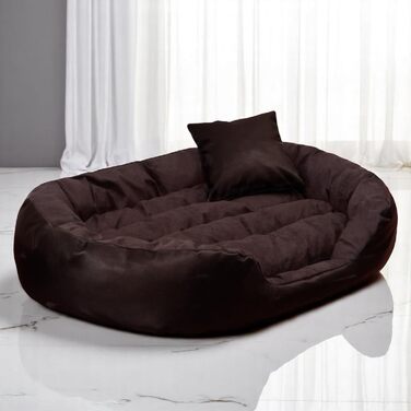 Tierlando® Philip VIP: собаче ліжко з велюрової екошкіри, 110x80 см, з м'якою матрацом, коричневе | PH4-AL