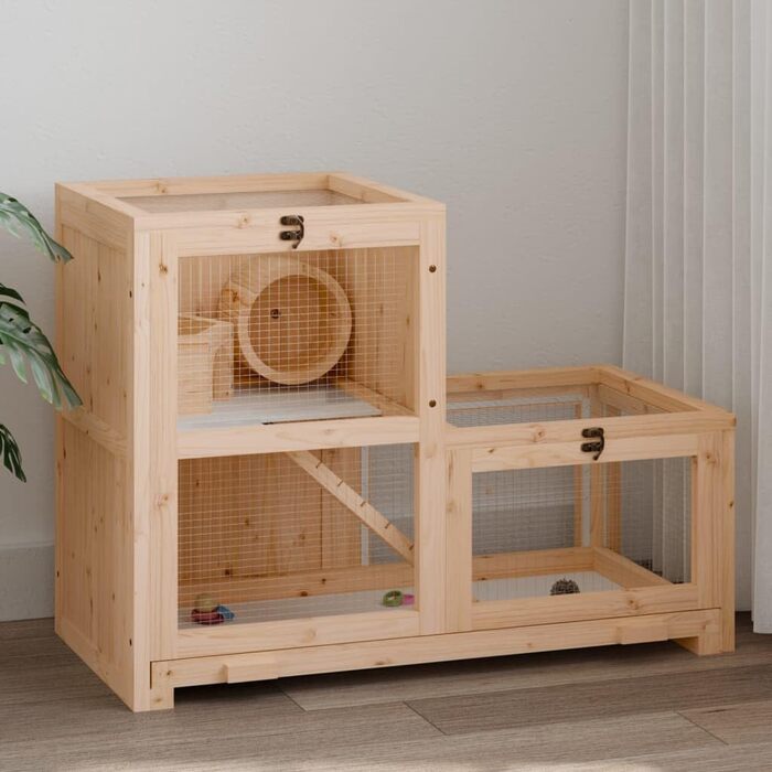 Клітка для хом'яків vidaXL 81x40x60 см, масивна деревина ялиці