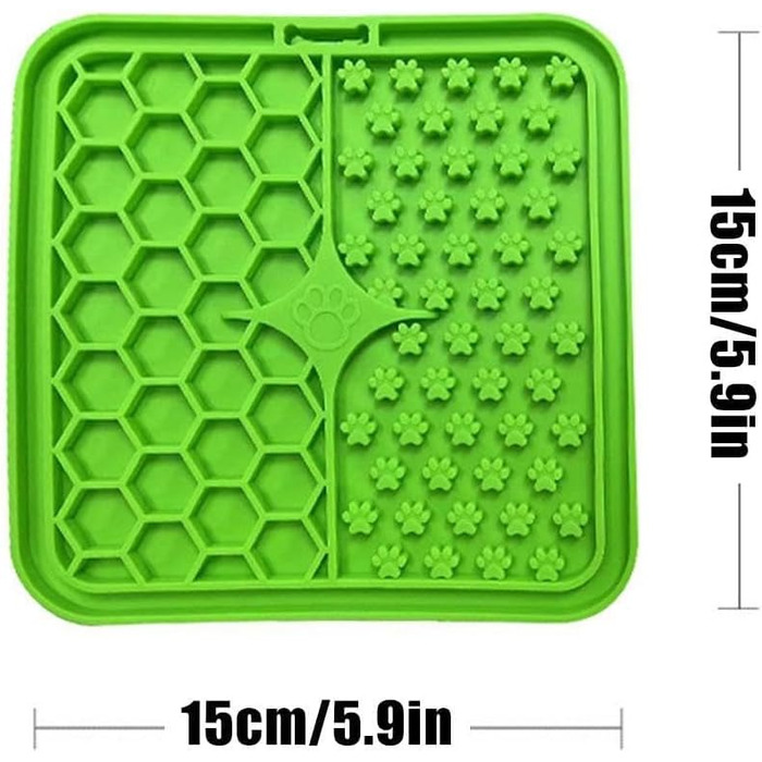 Килимок для лизання для собак та котів з присосками, повільний годівник, антистрес, арахісове масло, 5.9x5.9 дюймів