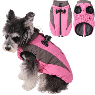 Тепла зимова куртка для собак, Kate Weather, вітронепроникна, світловідбиваюча, флісова, з отвором для шлейки, тепла флісова жилетка для собак, розмір X, куртка для собак на блискавці, зимовий костюм для собак, зелений (XX-Large, рожевий)