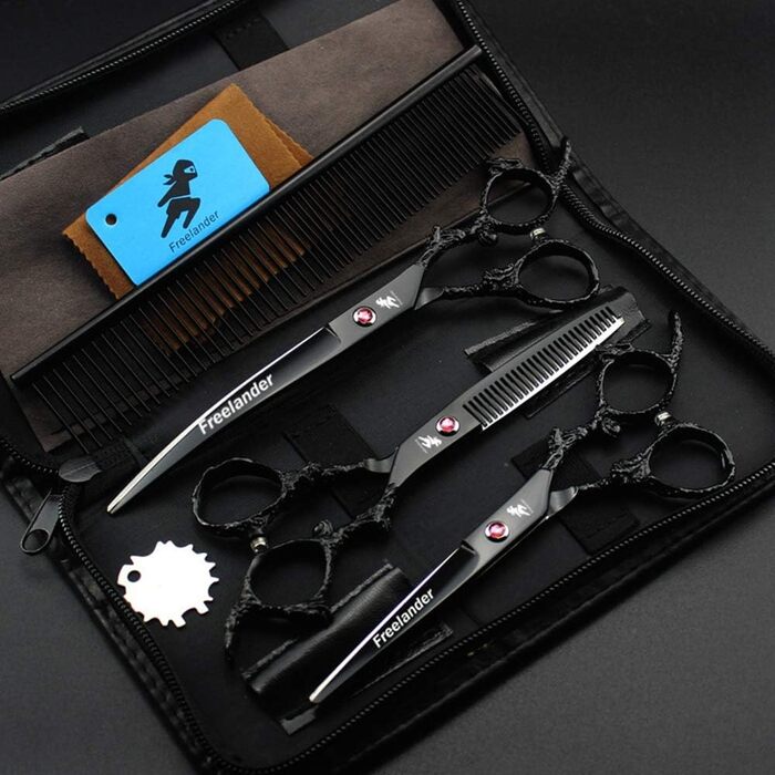 Набір професійних ножиць для грумінгу тварин Drachengriff: ножиці для собак та котів, витончені ножиці, розріджувачі, гребінець