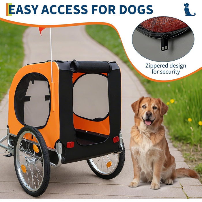 Велика переноска для собак - 40 кг - велотримач для тварин - Оксфорд, складаний, універсальний кріплення, неслизьке покриття та прапор безпеки