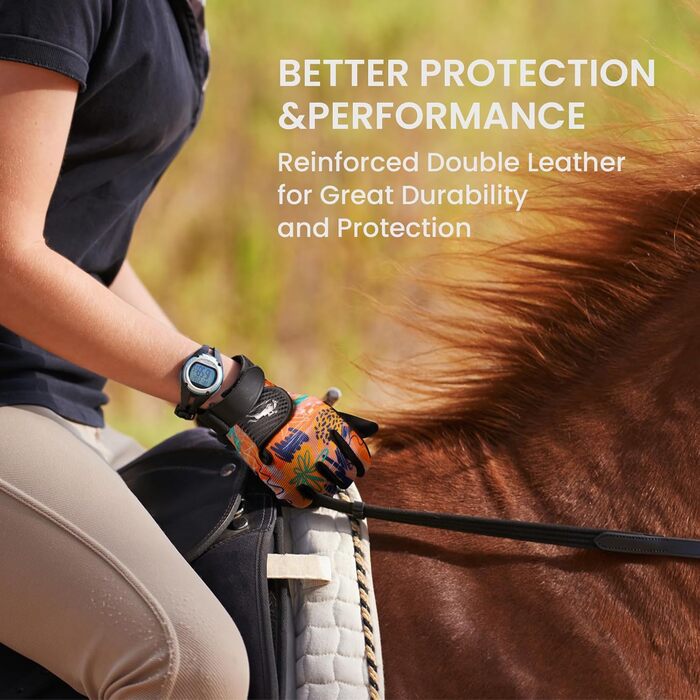 Спортивні рукавички для їзди на конях FINGER TEN з підтримкою сенсорного екрану, для дорослих, оранжевого кольору (L)