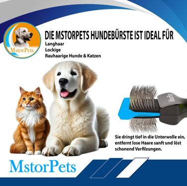 Професійна щітка для собак і котів з захисними нопочками - м'яко видаляє підшерсток, ковтуни та вузли - для догляду за довгошерстим хутром