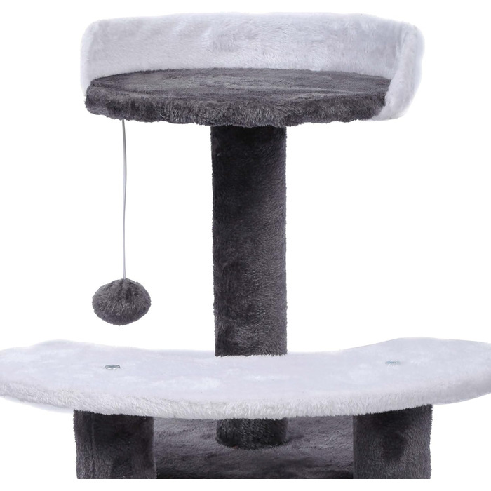 Дряпалка для котів Wiltec 67 см, чорно-біла, з сизалю, платформою, будиночком та іграшкою, крізьбаум для котів