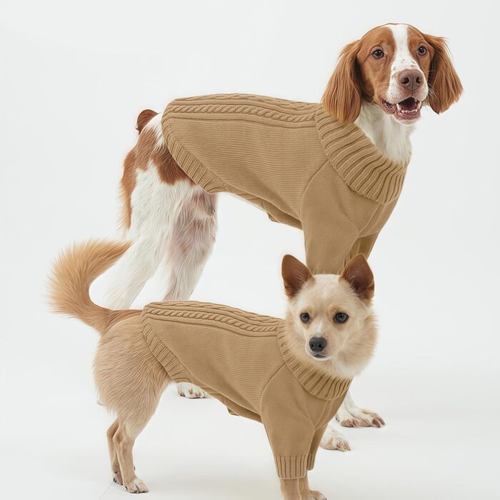 Теплий зимовий пуловер для собак середніх порід, з коміром-горловиною, хакі, розмір M (обхват грудей 44 см)