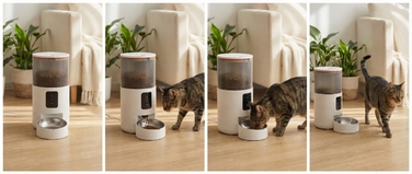 Автоматичний годівник для тварин з WiFi, пластиковий, біло-чорний, 3000 мл, 18.20 см