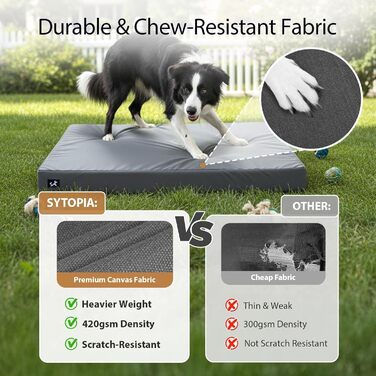 Ортопедичне собаче ліжко Sytopia з тканини для яхт для великих та середніх собак, підходить для дому та вулиці, водонепроникне та миється, знімний чохол, неслизьке дно, розмір 107 x 76 x 8 см, сірий колір