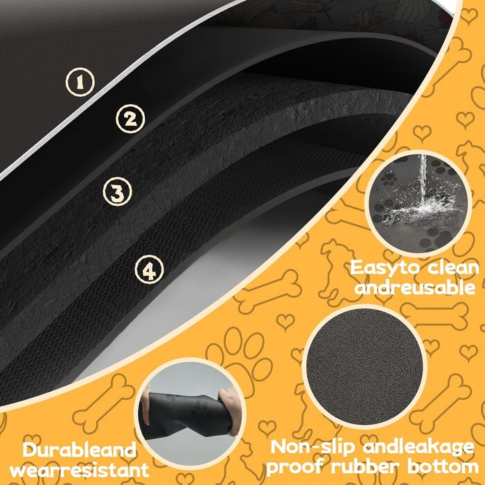 Килимок для годування собак, вбираючий, не залишає плям, швидко сохне, водонепроникний, 30 x 50 см, темно-сірий