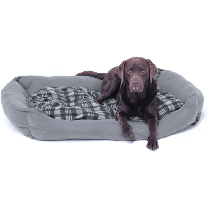 Крісло-ліжко для собак Sauerland XXXL сірого кольору, 120x80 см з двостороннім матрацом