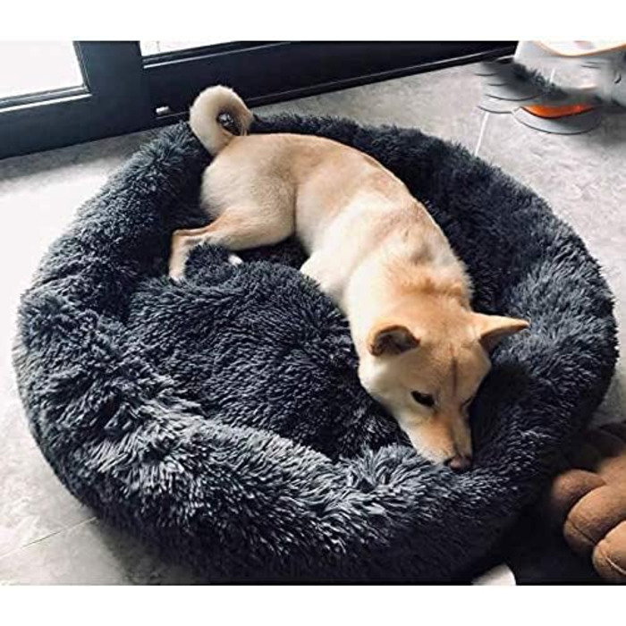 Крісло-ліжко для собак великих порід, ортопедичне, м'яке, зручне, Ø 120 см, темно-сіре, Haoye