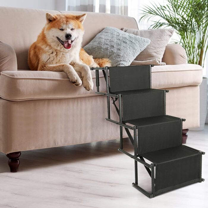 Рампа для собак Hunderampe до 75 кг, складна, для маленьких та великих собак, чорна, розмір 45x139x56-76 см