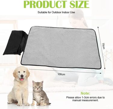 Водонепроникний килимок для собак та котів 100x70 см (Чорний) - м'який, зносостійкий, для подорожей