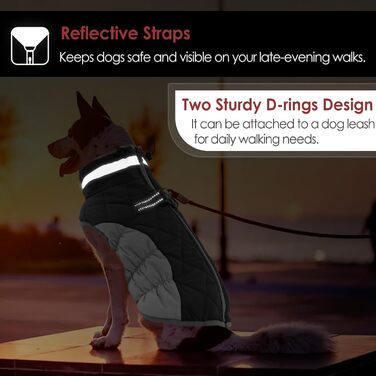 Водонепроникна куртка для собак AOFITEE, теплий зимовий одяг для маленьких собак, з отвором для шлейки, флісова куртка з коміром, світловідбиваюча, сіра, розмір S