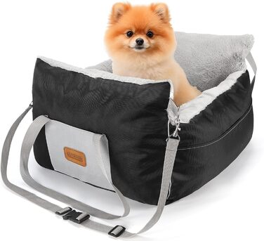 Автокрісло для собак Nobleza - зручне ліжко для маленьких собак, з кишенями та змінним подушкою, 58x56x33 см, бавовна, плюш, пластик/метал