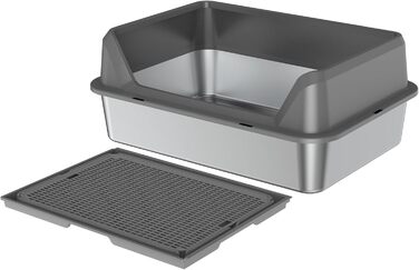 Котлочистка Euakee з нержавіючої сталі з кришкою, XL велика для великих котів, з високими бортиками, лотком та педаллю, антипригарна, вологостійка, легко миється