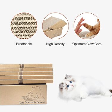 Кігтеточки для котів 5 шт. з гофрокартону, іграшки-кігтеточки, лежанки для котів, 43 x 25.4 x 12.7 см, двосторонні, екологічні