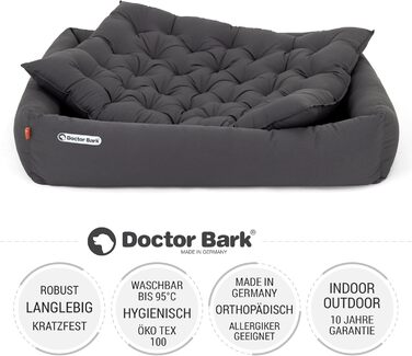 Ортопедичне ліжко для собак Doctor Bark - велике (XXL, 110x100 см) з м'якою підстилкою, сіре, миється до 95°C, гігієнічне