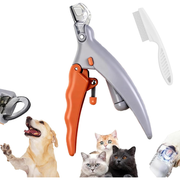 Професійний триммер для кігтів домашніх тварин Pawthentic Krallenschneider з LED-підсвічуванням та лупою 5x, з безпечною вигнутою лезою з нержавіючої сталі (1 шт)