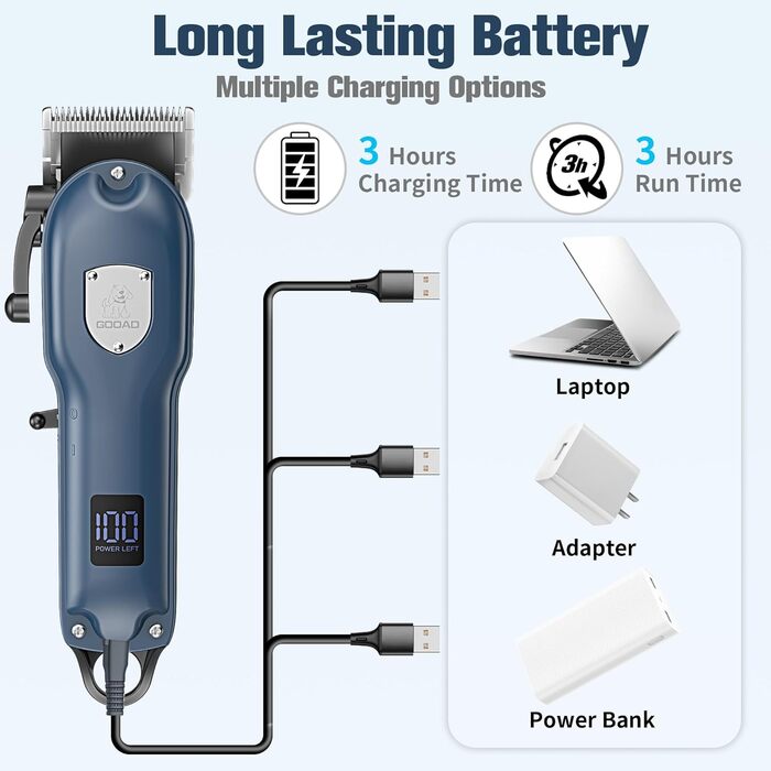 Машинка для стрижки собак, набір для грумінгу, бездротова машинка для стрижки шерсті собак для густої шерсті, тример для собак, тиха машинка для стрижки шерсті собак, тихий тваринний тример для собак, блакитний
