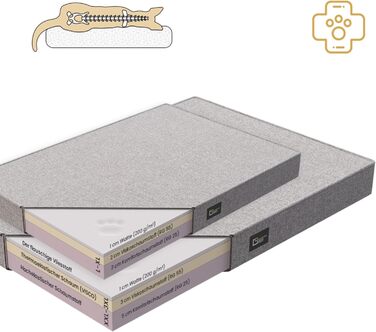 Ортопедичне ліжко для собак Eden, велике, середнє, маленьке - подушка для собак, килимок для собак з еко-шкіри + тканина Alcantara - зняття болю, стійке до зношування, міцне (XXL, сірий) XXL сірий