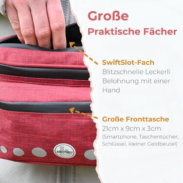 Водонепроникна сумка-пояс для собак - сумка для ласощів, сумка для тренувань, сумка для прогулянок з тримачем для пляшки, сумка для корму з дозатором для відходів, бордово-червона