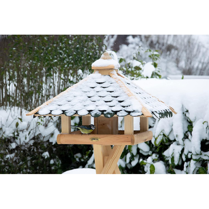 Кормушка для птахів Dobar® 44256e - дерев'яна годівниця для птахів з бітумним дахом, годівниця-вілла на ланцюжку, для саду/тераси/балкону, 39 x 39 x 30 см, зелений прямокутник