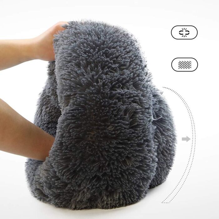 М'яке подушко-лежанка у вигляді пончика для собак, лежанка для котів, велика, миюча, 60 см, темно-сіра