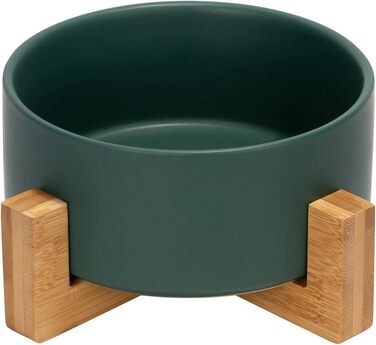 Миска для собак та котів SpunkyJunky з кераміки, 850 мл, зелена