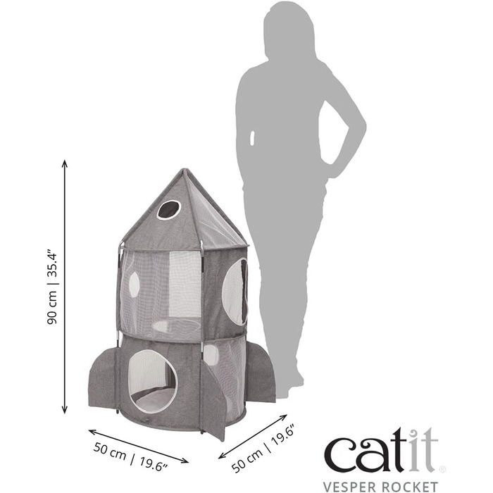 Будинок для котів Catit Vesper Turm у формі ракети з м’якою подушкою, сірий