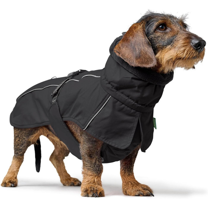 Теплий водонепроникний теплий накид для такси (Hundemantel) NORDBY, чорний, для маленьких собак з довгим тілом