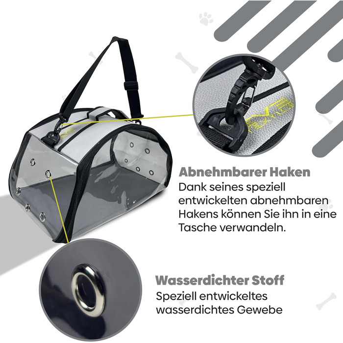 Транспортна сумка для собак та котів EVE Textile | Сумка-переноска для тварин | Дихаюча та прозора сумка | 47x30x30 см (Світло-сіра)