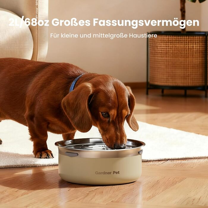 Нержавійна чаша для води для собак Gardner Pet, 2L, проти протікання, без розбризкування, для великих собак, для дому та вулиці